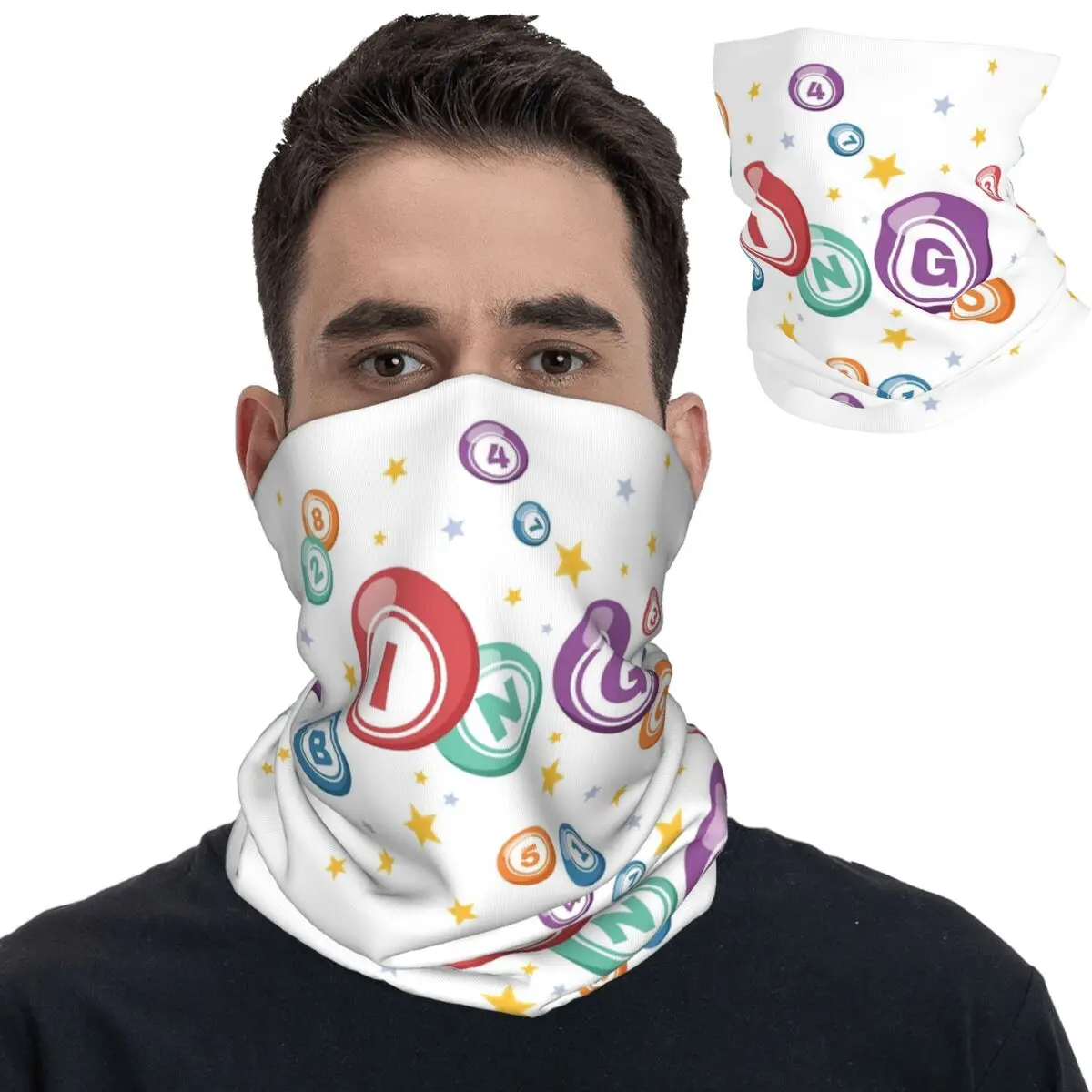 Bingo Balls And Lucky Dauber Bandana Neck Cover Printed Balaclavas Face Mask Scarf Multi-use Headwear for Men Women Adult