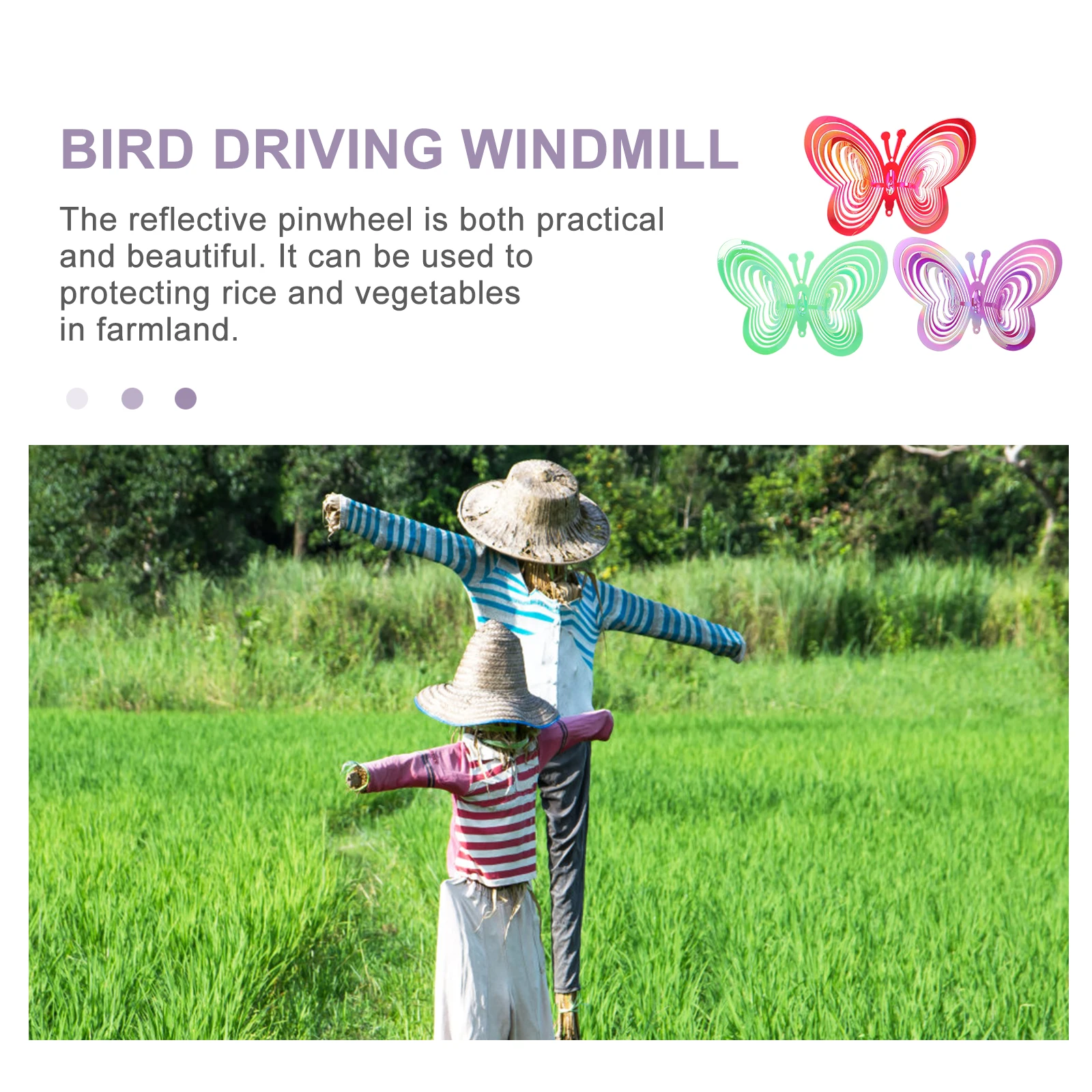 

3 Pcs Bird Repelling Wind Chimes Outdoor Reflective Windmill Double-sided Repellers Pest Scare Devices Garden Decor Anti Bird