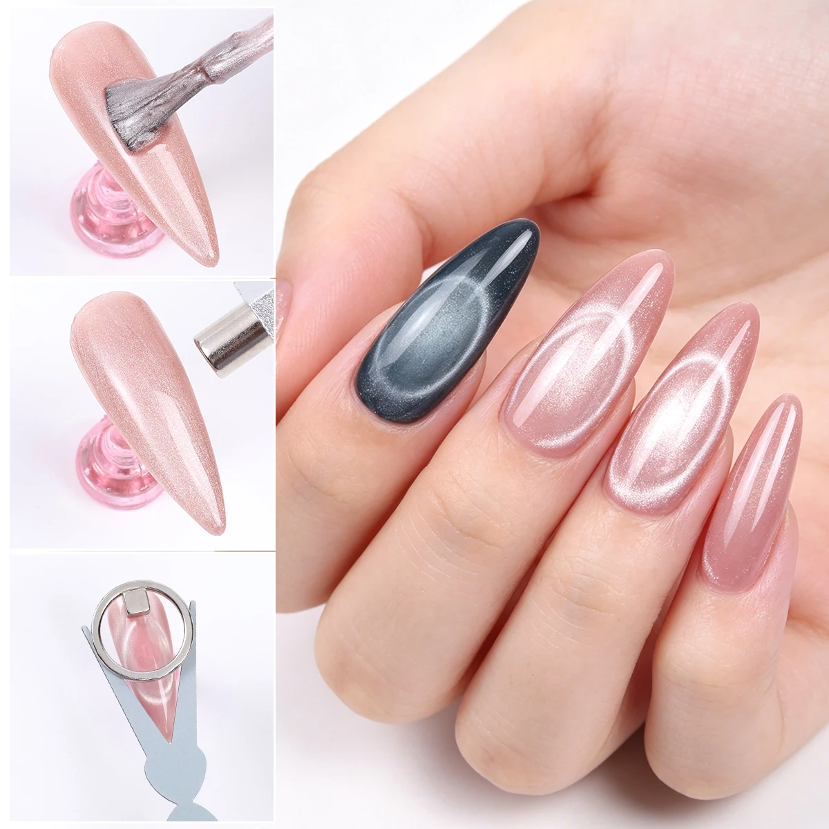 Hollow Circular Cat eye Magnetic Nail Art Tools Round Beads Square Block Magnets Creative French DIY Manicure Auxiliary Supplies
