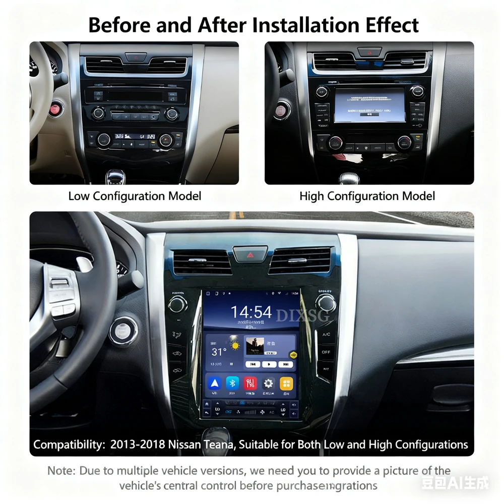9.7" Android15 Tesla Screen 2din For Nissan Teana Altima 2013-2018 Car Radio GPS Navigation CarPlay Auto Multimedia Player 4G BT view 4