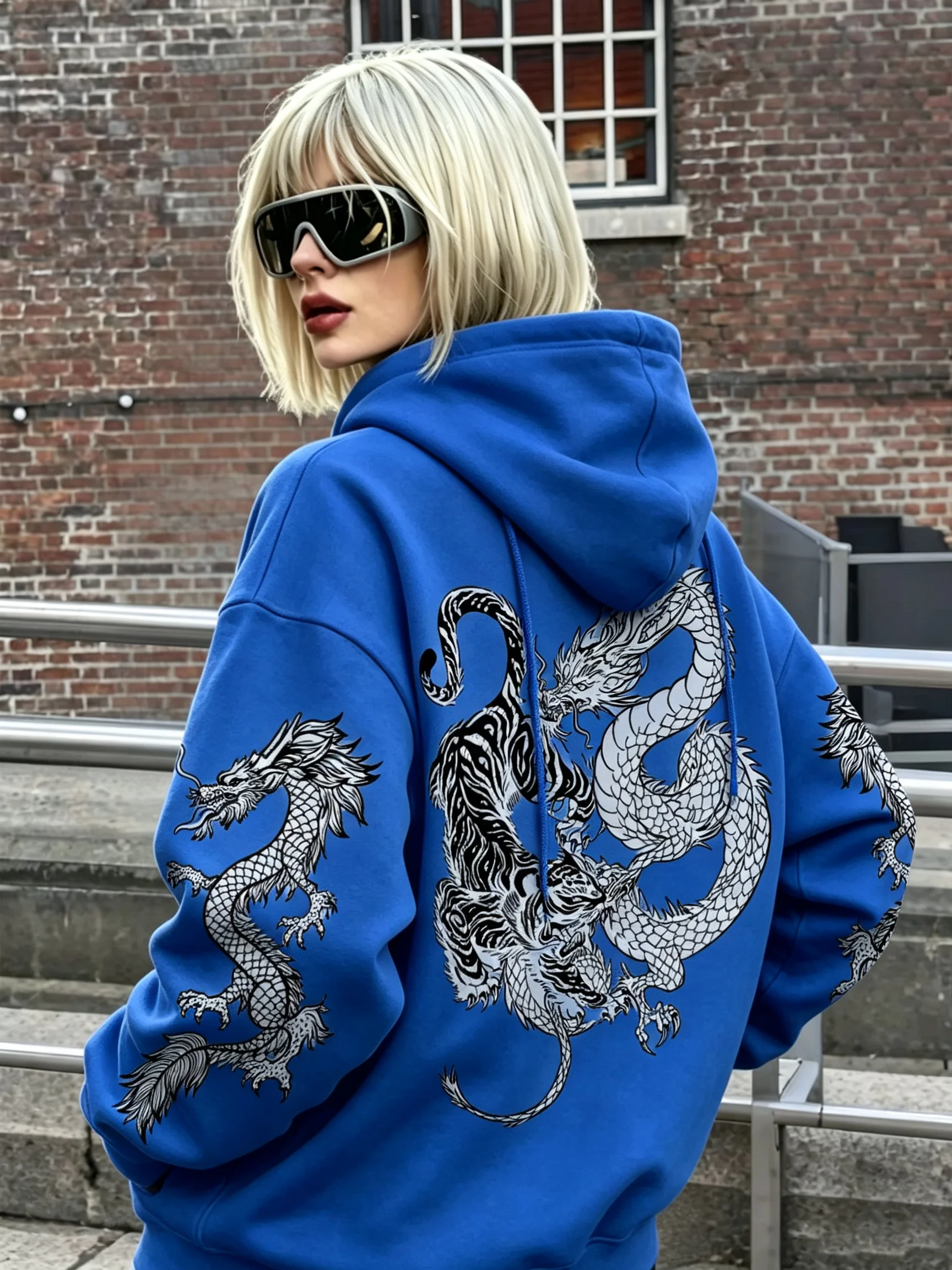 2026 neuer Kapuzenpullover im Nationalstil mit dunklem Drachen- und Tigertotem! Trendiger Unisex-Hoodie im chinesischen Stil mit Drachenmuster – Detail 20