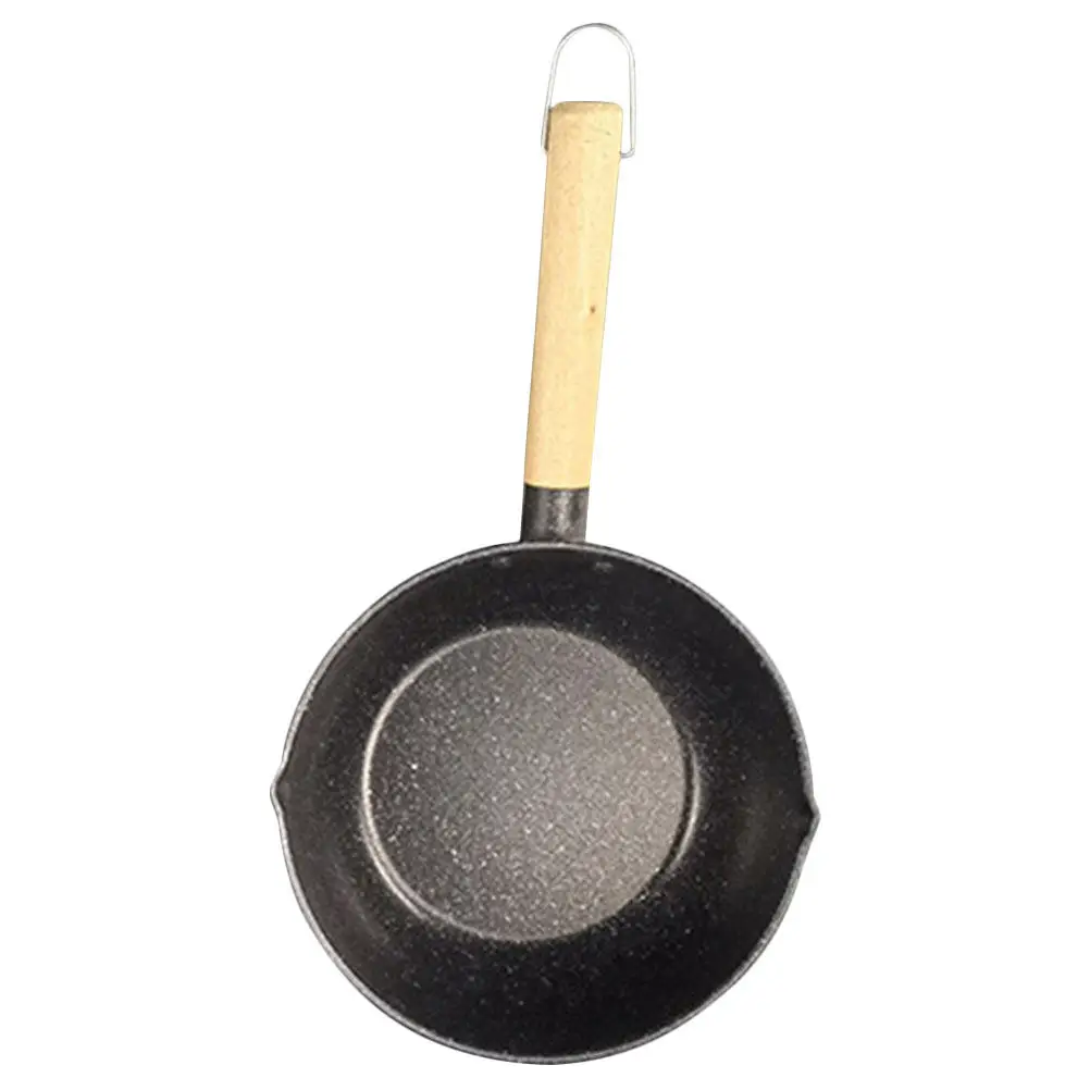 Iron Saucepan Nonstick Milk Pot Household Cooking Soup Pot Wooden Handle Multi-Function Heat-Resistant Pan Saucepan with Handle