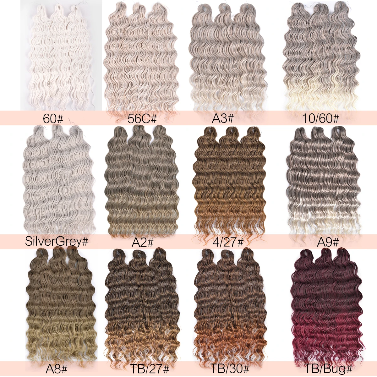 

Анна Синтетические Волосы 24-дюймовые Волнистые Плетение Наращивание Волос Ombre Blonde Глубокая Волна Афро Завитки Твист Вязание Крючком Волосы для Женщин