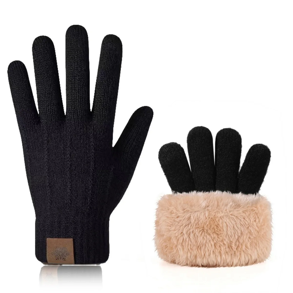 Touch Screen Gloves for Men Women, Winter Warm Flece Lined Knit Gloves, Stretchable Thickened Skiing Travel Gloves