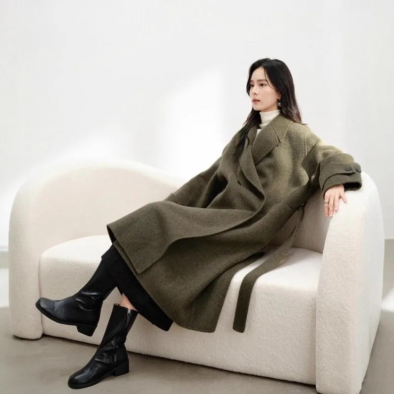

New Women Fashion Camel Wool Coat Winter Woolen