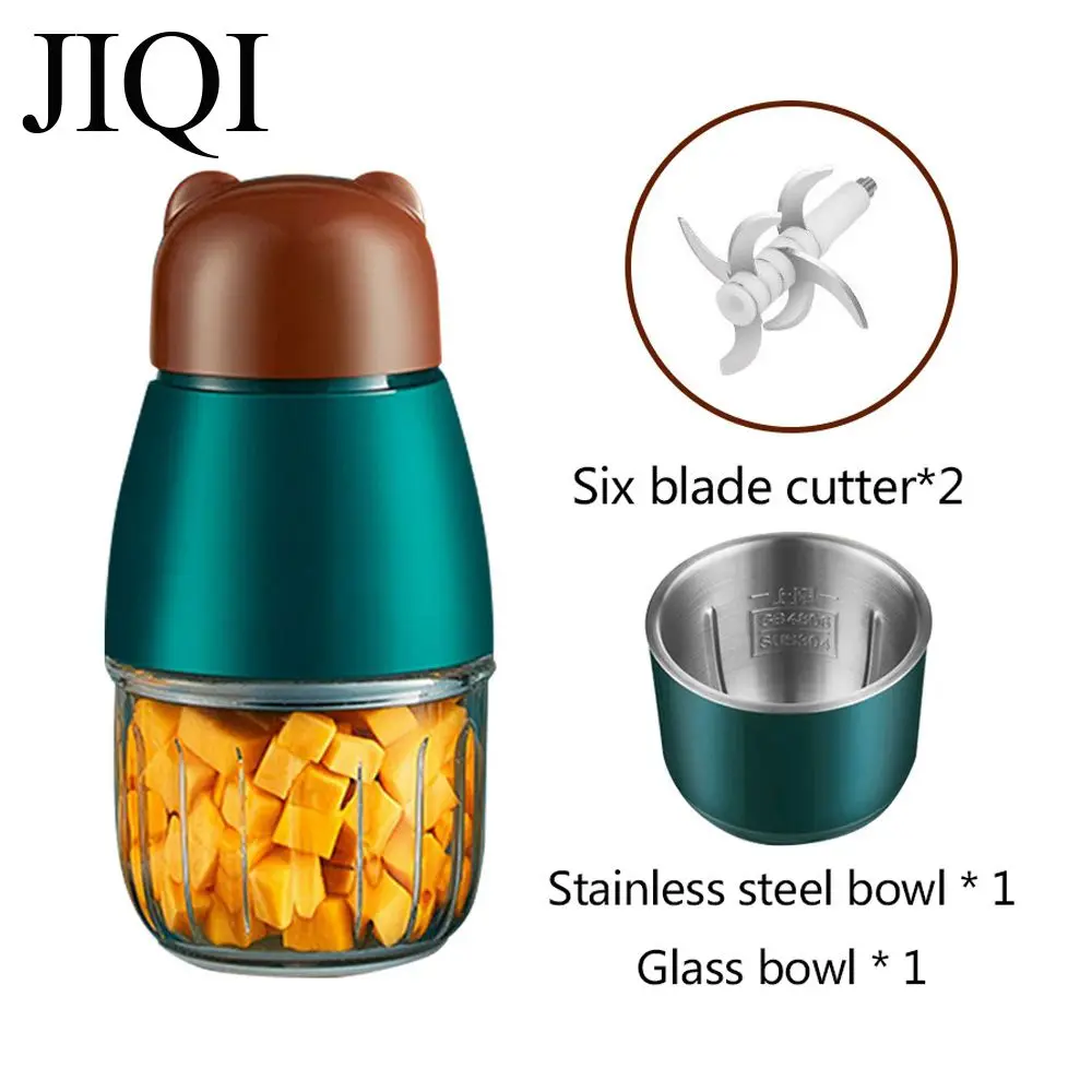 JIQI Baby 0.3L Multifunctional Food Processor 220V Glass Food Blender Meat Grinder Onion Garlic Chopper Fruit Puree Mixer