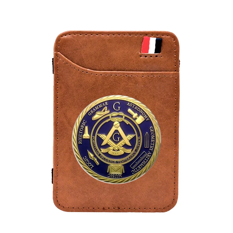 Freemasonry Fortitude Prudence Temperance Justice Printing Leather Magic Wallet BE1113