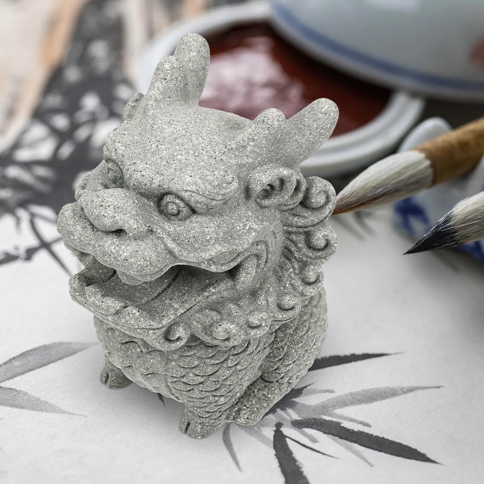 

Stone Lion Paperweight Decorative Desktop Stone Lion Craft Art Sculpture for Home Office Room Tabletop Ornament