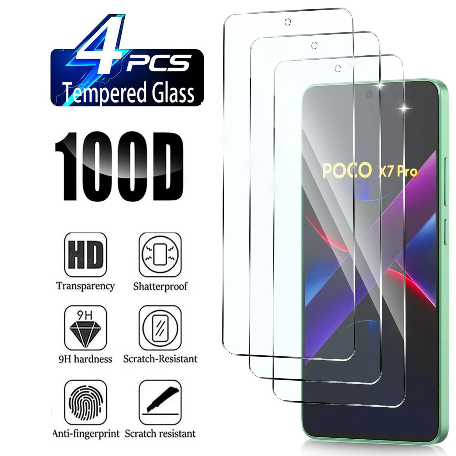

For Xiaomi Poco X7 pro HD Tempered Glass Film - Clear Full Cover Protection for Mobile Phone