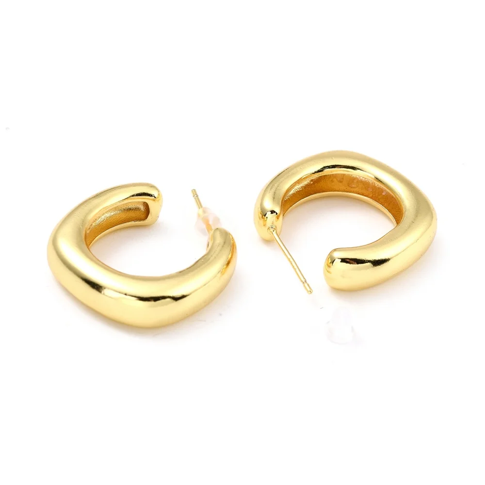 

5Pair Brass Hoop Earrings Long-Lasting Plated Square Real 18K Gold Plated for DIY Jewelry Making