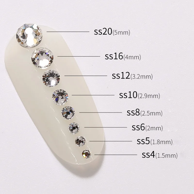 40 pcs High-end Imported Manicure Drill Luxury Ultra Flash Nail Art Diamond Accessories Flatback Glass Rhinestone Clear Color