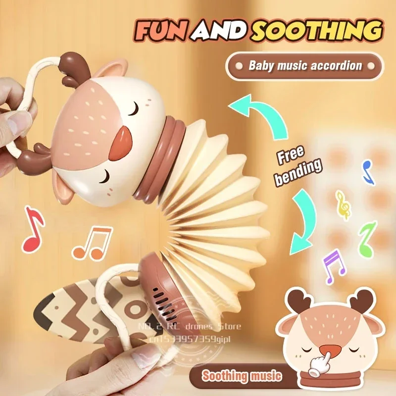 Cartoon Deer Acordeão Música Brinquedos, Instrumento de Educação Infantil, Brinquedo Vocal Eletrônico, Brinquedo Educacional para Crianças, Presente