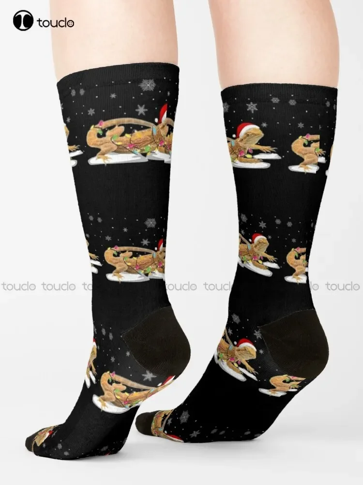 Bearded Dragon Funny Christmas Ornament Gift Ugly Sweater Socks Youth Baseball Socks Christmas Gift Custom 360° Digital Print