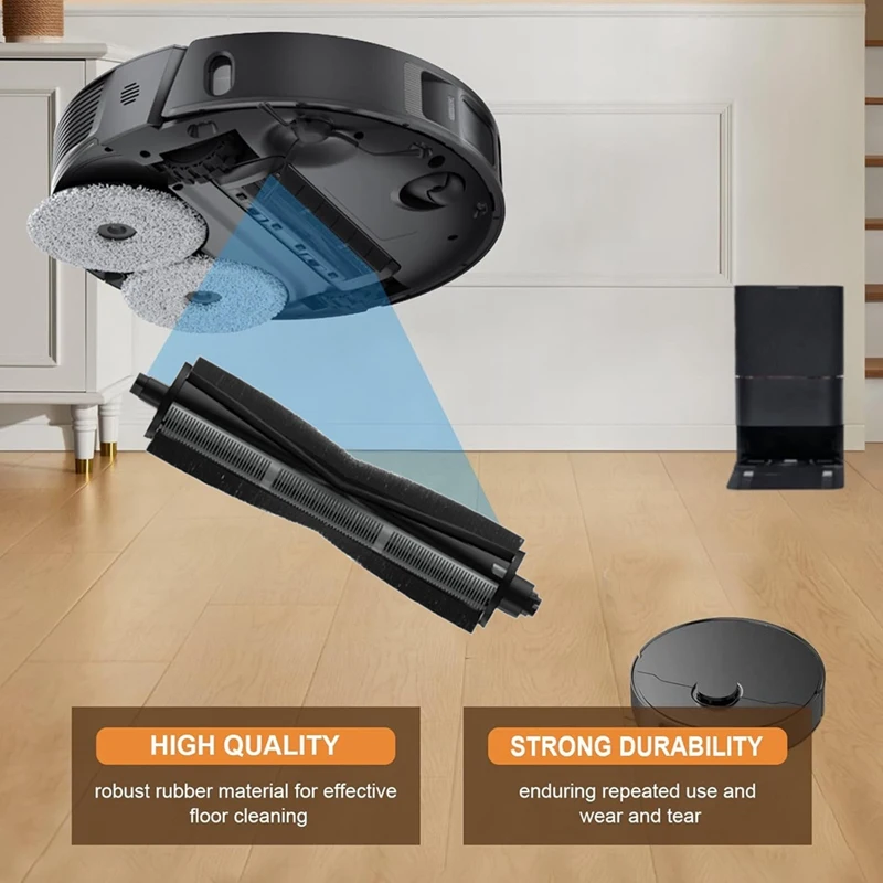 فرشاة ثلاثية الشعر المضادة للتشابك لـ Dreame X30/X40 Ultra/L10s Pro/S10/S20/L20 Ultra غطاء فرشاة رئيسي ملحقات المكنسة الكهربائية