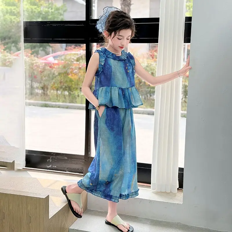 أطفال ملابس الصيف الفتيات من 13 إلى 14 سنة 8 مجموعات أطفال مجموعة الأطفال معطف فوقي من الأسفل الفتاة القمصان الابتدائية وتتسابق 10