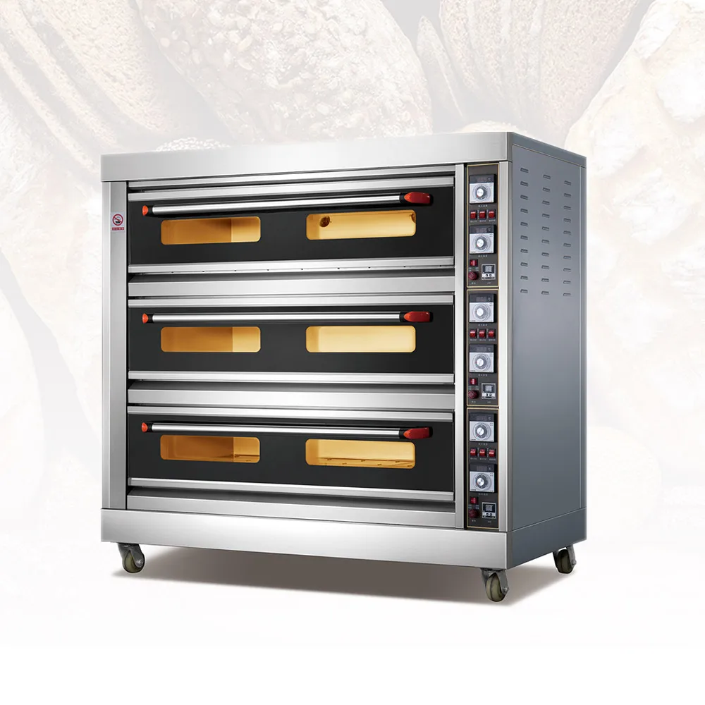 

3 deck 9 trays bread cake pizza baking machine electric deck oven bakery baking machine equipment