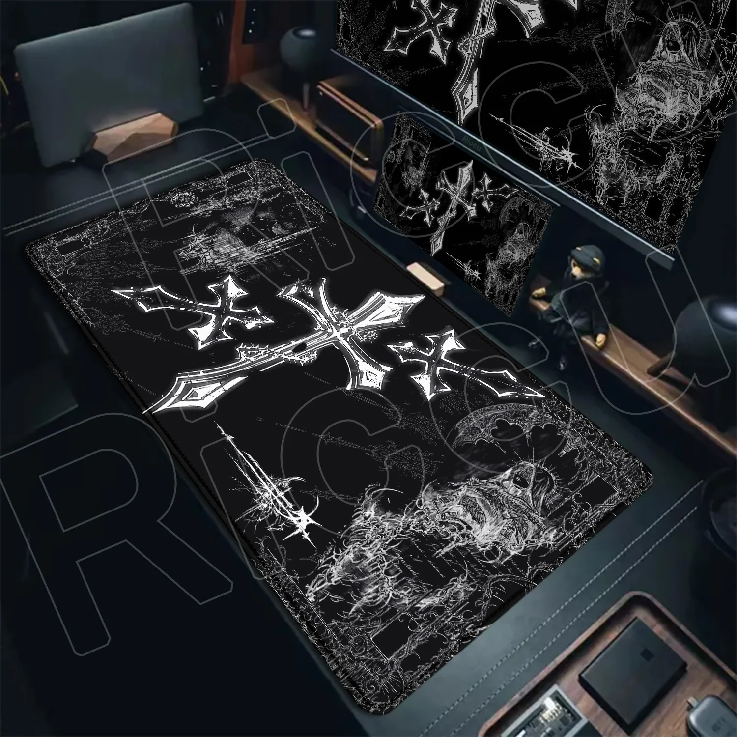 

HD Sword Art Cross Desk Mat Large Rubber Mousepad XXL Gothic Black Mouse Pad Computer PC accessories Gaming Keyboard expand Mat