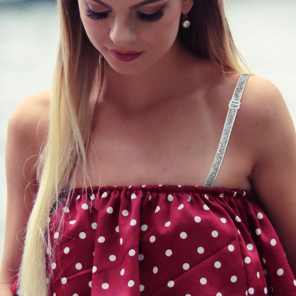 

Adjustable Non-Slip Bra Shoulder Straps Women'S Glitter Lingerie Strap For Backless Dress Shiny Elastic Replacement