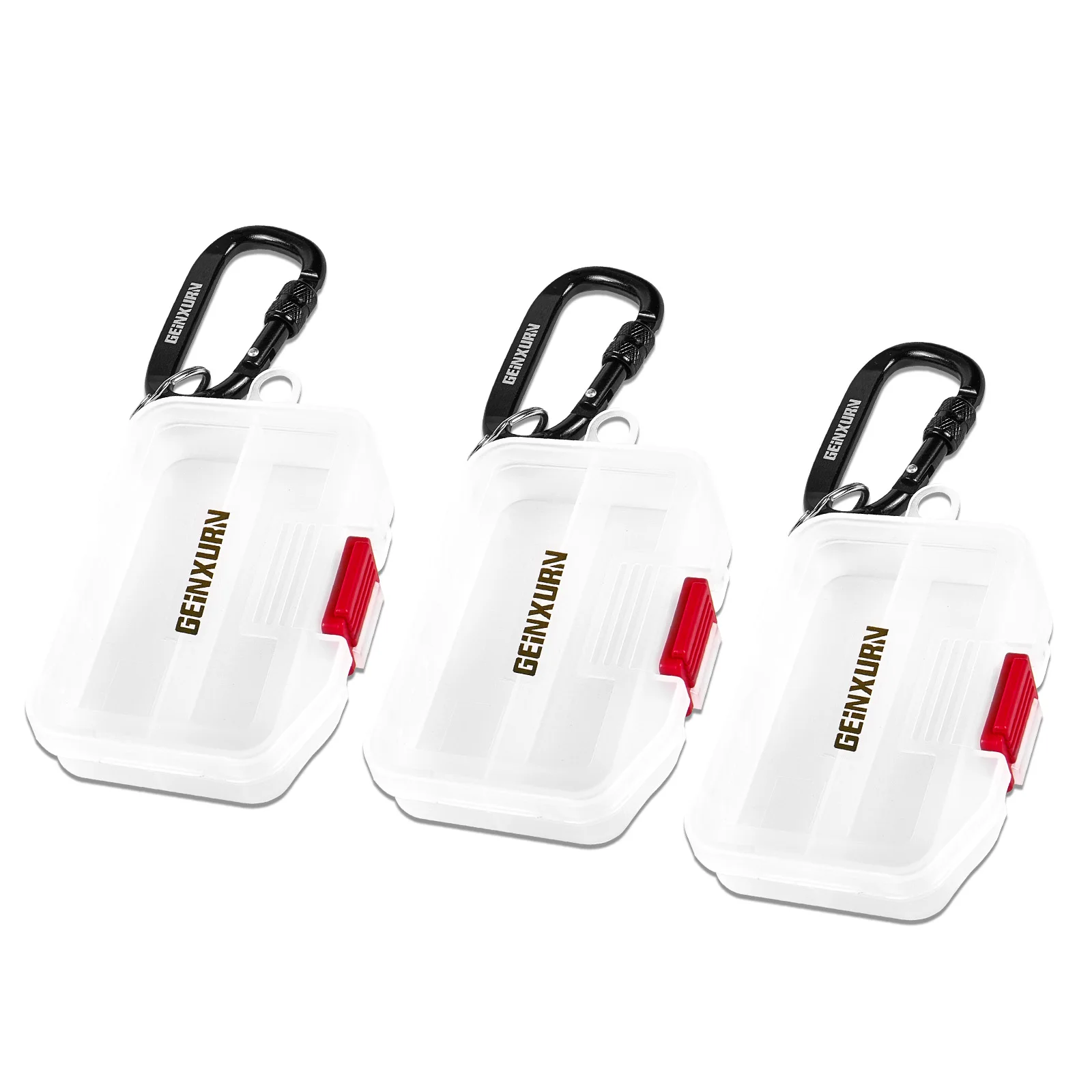 Geinxurn 6/12PCS Storage Box Set, PP Plastic Divided Parts Organizer, Dual‑Lock Carabiner Hook