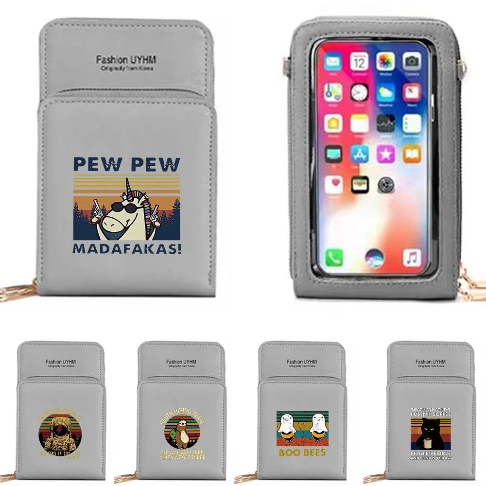 

Универсальная прозрачная сумка для телефона с сенсорным экраном, повседневная сумка для покупок, кошелек для карт с принтом, портативная сумка через плечо