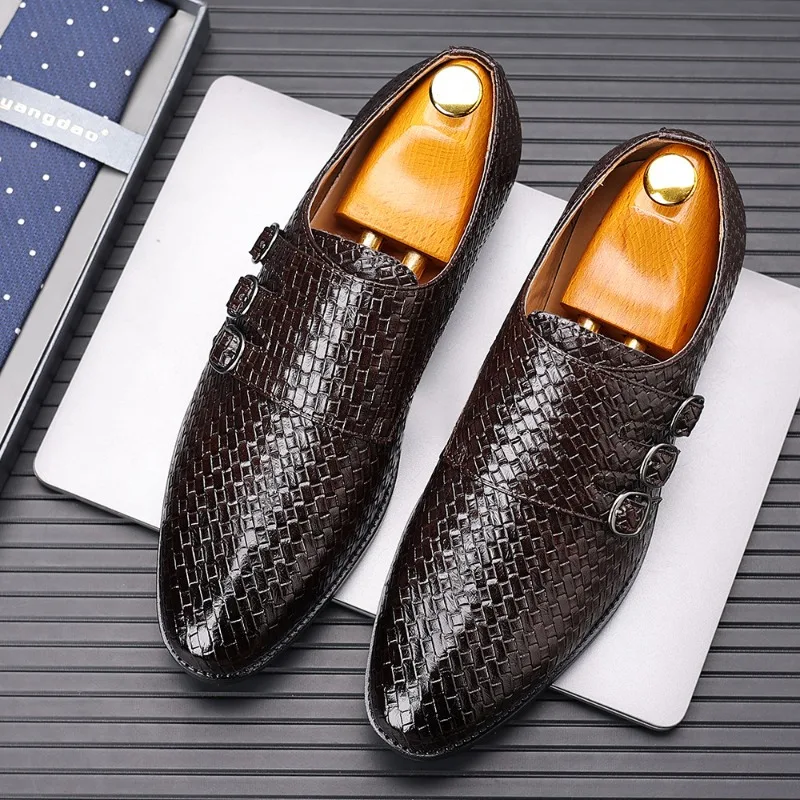 Knit Men\'s Leather Shoes Formal Business Dress Shoes for Men Classic Casual  Luxury Formal Shoes Derby Party Oxford Men Footwear