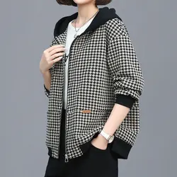 New Women's Clothing Korean Fashion Loose Office Lady Simplicity Casual Printing Zipper Long Sleeve Warm Winter Thick Jackets