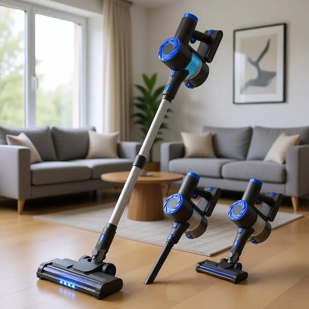 

Upgraded 40Kpa Stick Vacuum Cleaners, 8 in 1 Lightweight with Self-Standing, 1.5L Dust Cup & Anti-Rechargeable Vacuum for Hard F