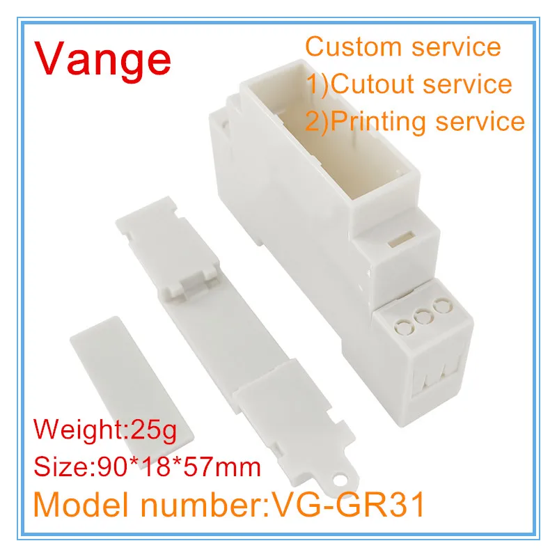 Vange din rail PCB housing 90*18*57mm PC plastic enclosure case diy view 5