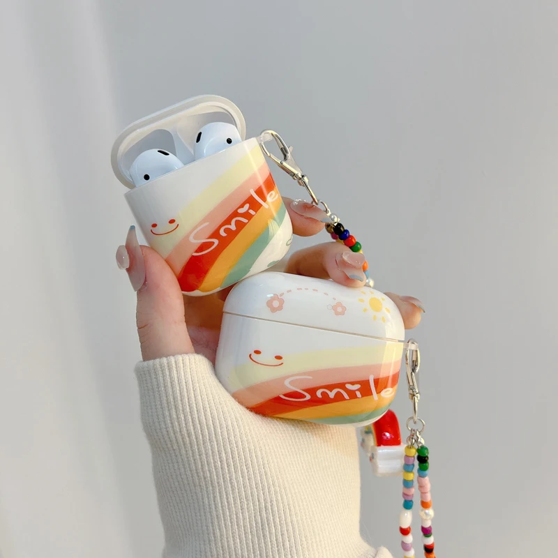 Smile Rainbow custodia carina per Apple AirPods Pro Cover con pendente per Airpods 1 2 3 generazione protezione AirPod Shell Shield