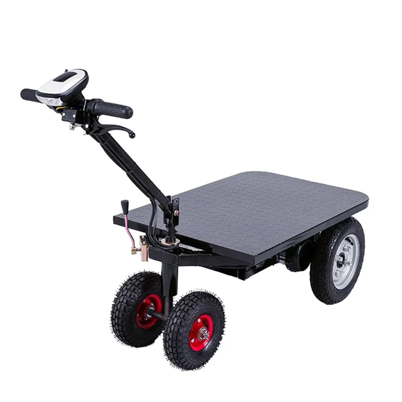 Heavy Duty Electric Platform Truck Cart Large Capacity Foldable Rideable Trolley Trucks Transport 4 Wheel Electric Trolley Cart