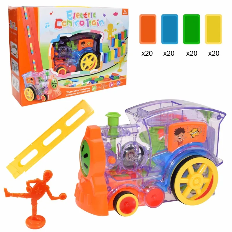 Kit de tren de dominó motorizado para niños, juego de bloques, elevador, puente de muelle, ladrillos coloridos, juguete de plástico, regalo