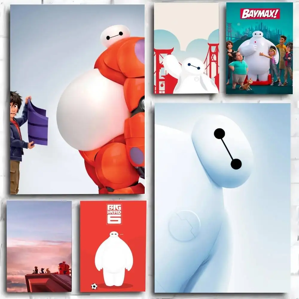 1PC Cartoon Big Hero 6 poster Self-adhesive Art Waterproof Paper Sticker Coffee House Bar Room Wall Decor