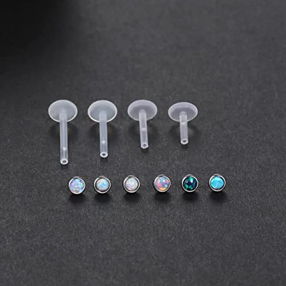 Clear Lip Rings Stud 16G Monroe Ashley Labret Medusa Plastic Piercing Jewelry Opal Helix Cartilage Earrings Retainer Sensitive