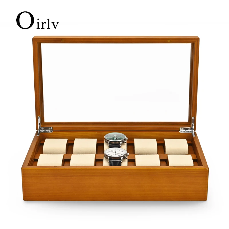 Oirlv 10 Grids Solid Wood Jewelry Organizer Box Watch Holder Storage Case Watch Display Box For Man Women regalos para hombre