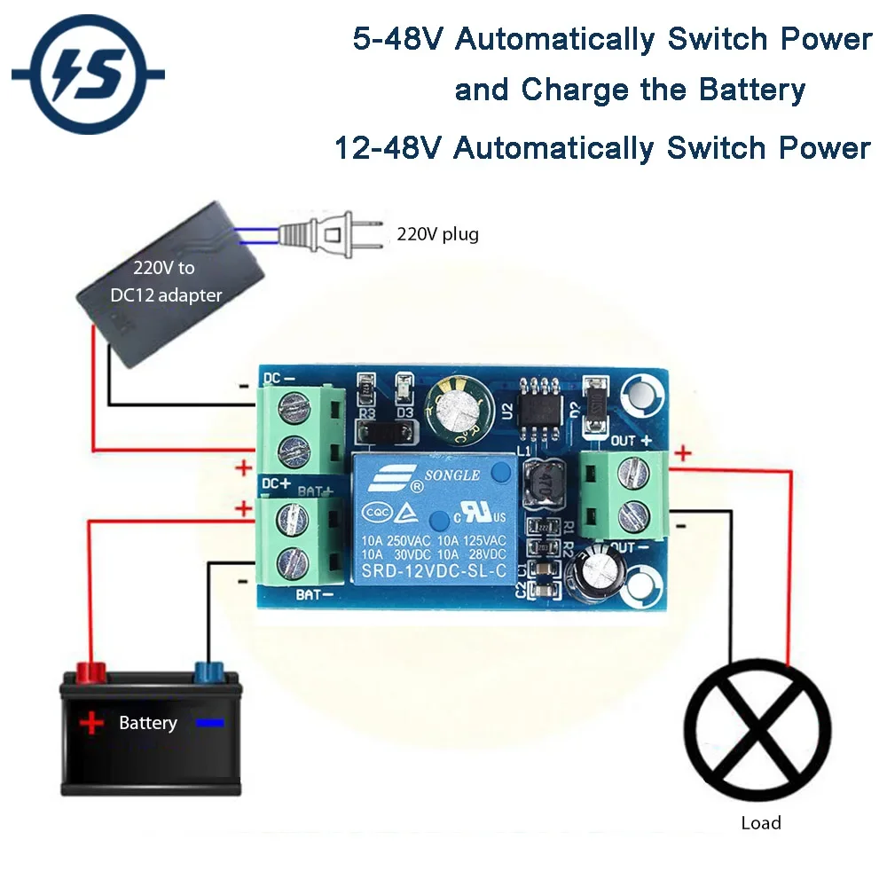 Battery Charge Discharge Protection Module Auto Switching UPS Emergency Battery Power Supply Control Board DC 12V 24V 48V