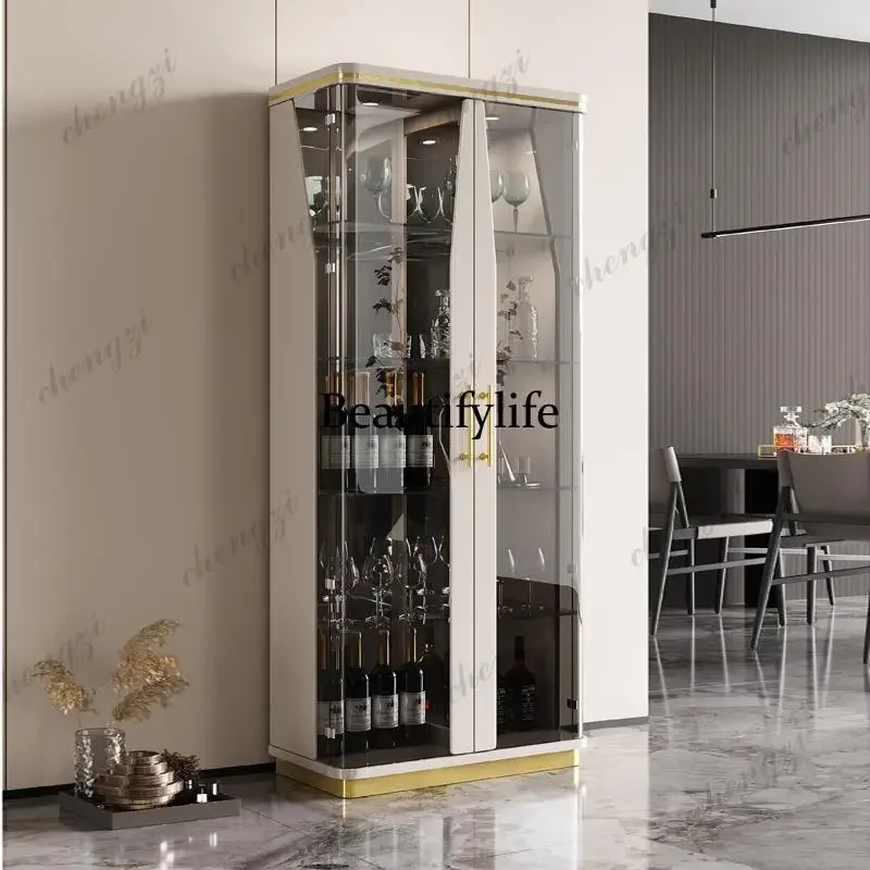 d178 Cream windshield wine cabinet, high-end wall display cabinet, modern simple living room light luxury