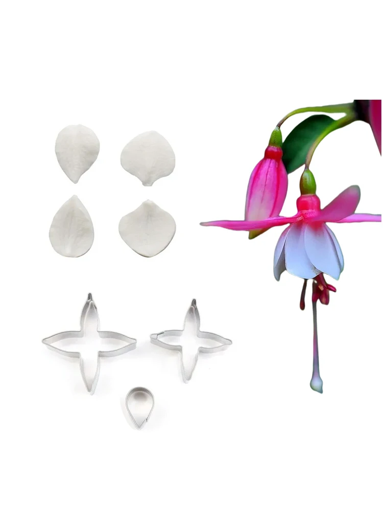 7PCS Fuchsia Petal Flower Veiners &Cutters Silicone Moulds Leaf Cake Decorating Tool Fondant Sugar Handmade силиконовая форма