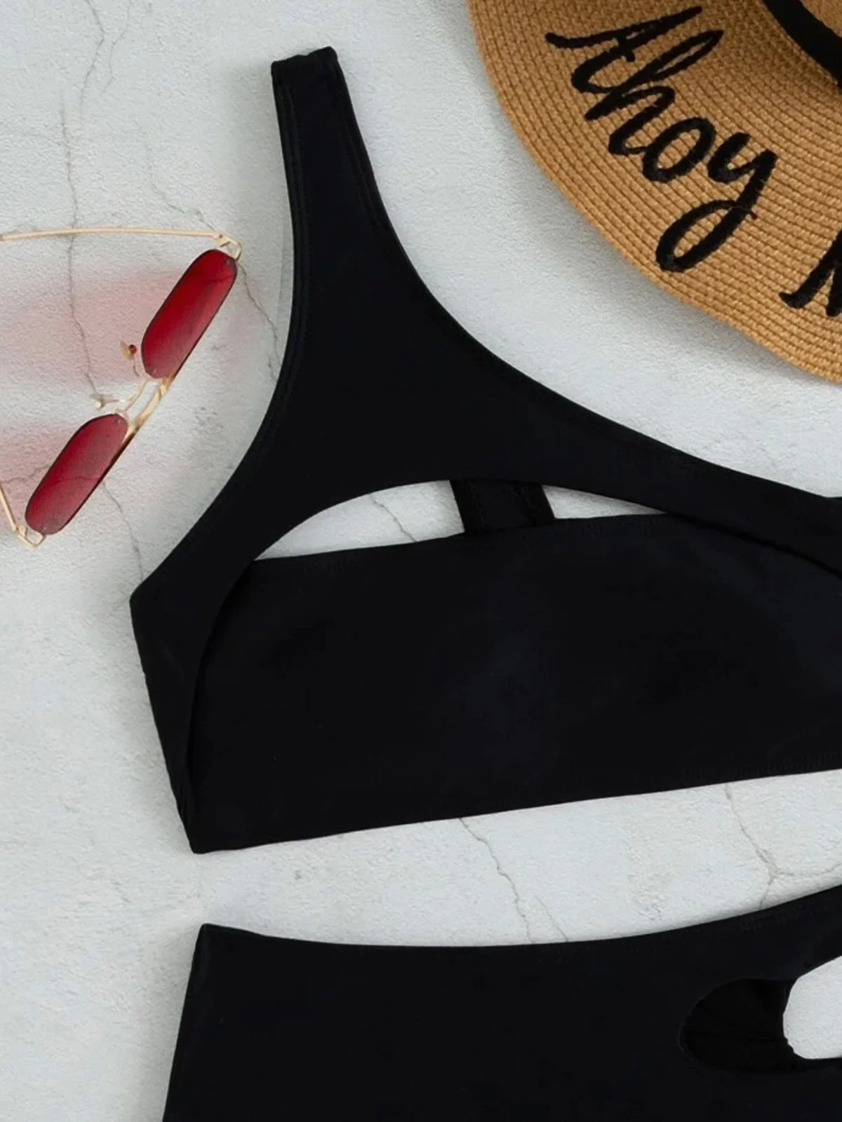 Bikini Sexy de cintura alta con un hombro recortado, traje de baño para mujer, traje de baño para mujer, conjunto de Bikini de dos piezas, bañador, traje de baño para nadar K4166