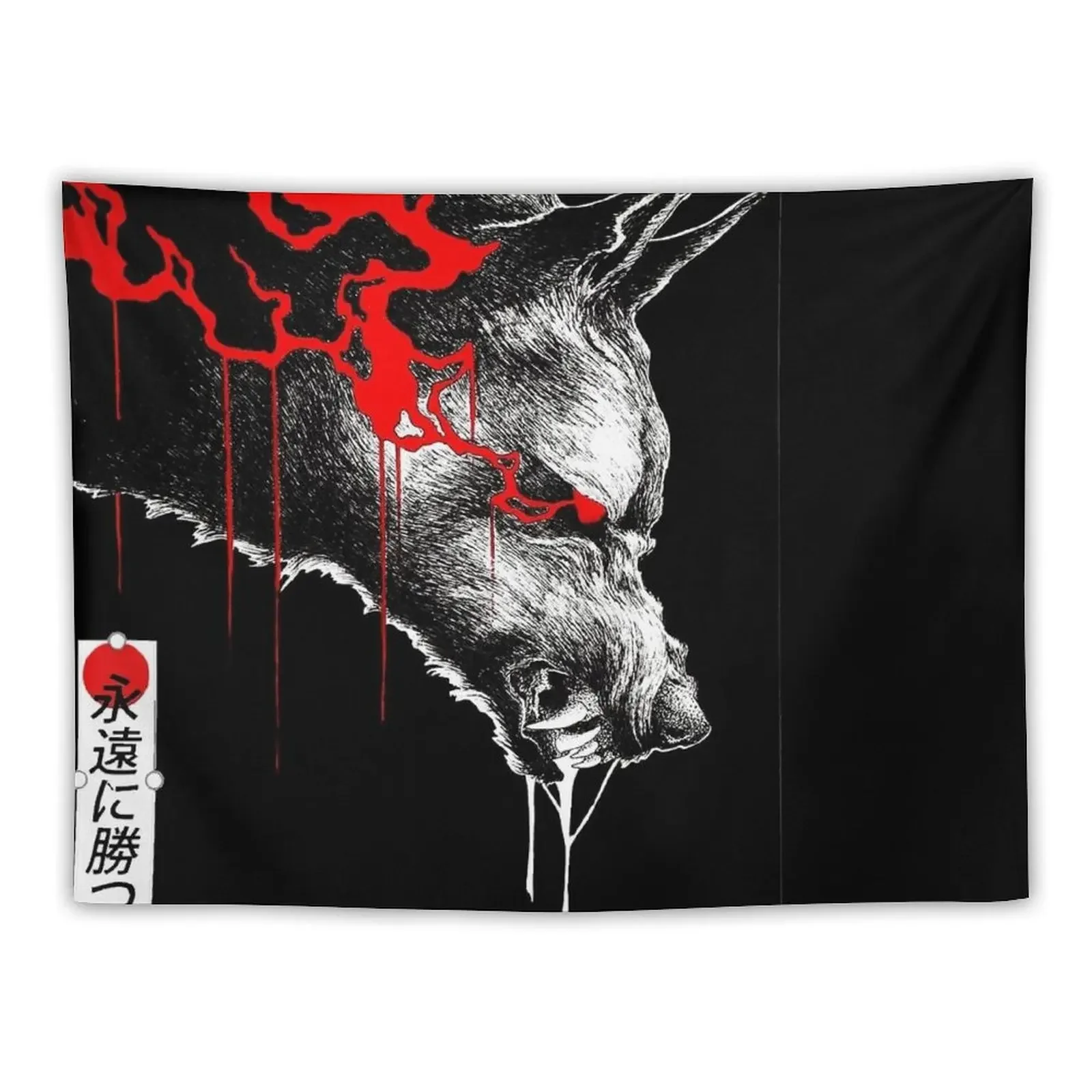 Wolf Japanese Herd Dark Vaporwave Tapestry Home Decoration Wallpapers Home Decor Wallpaper Room Decor Cute Tapestry