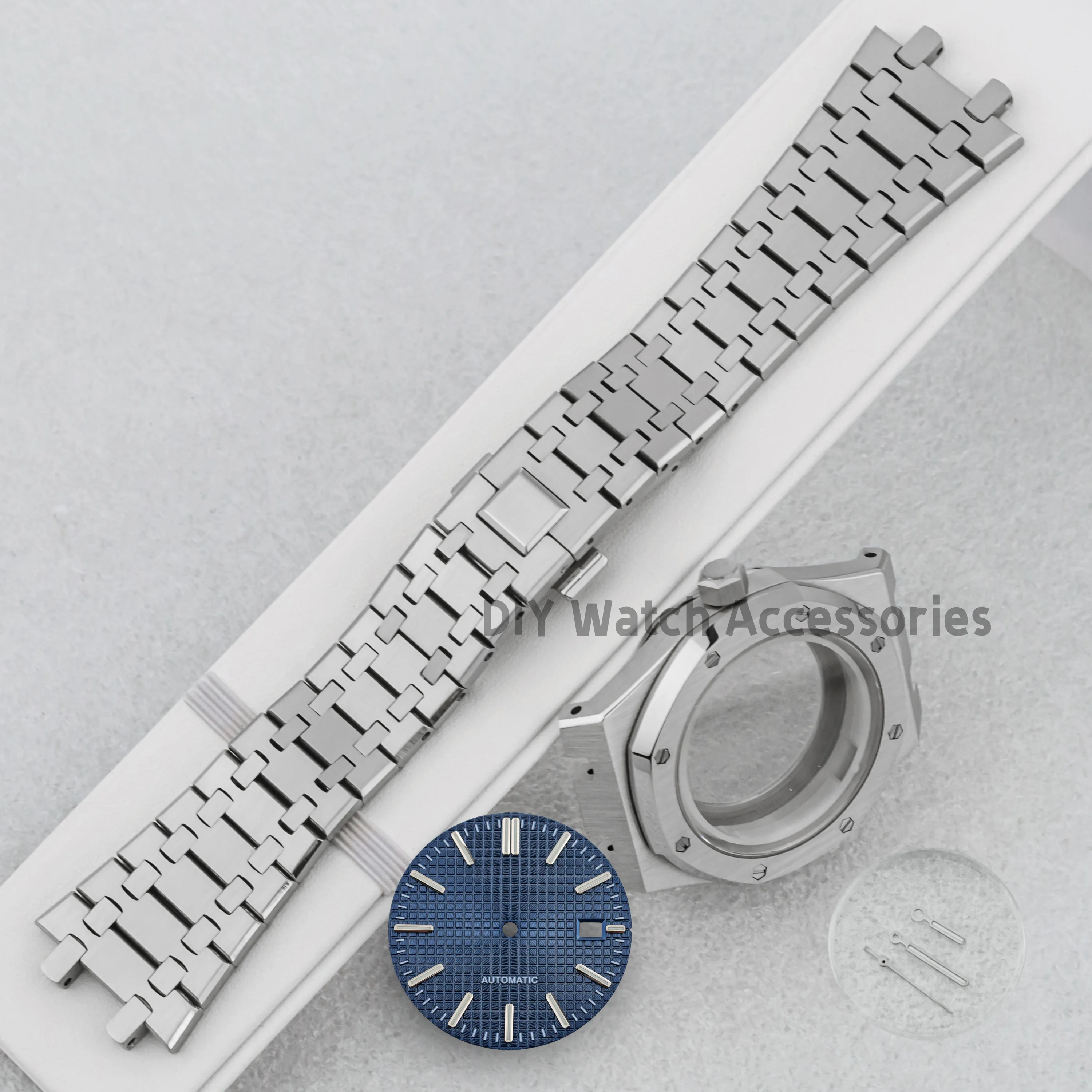 

for Royal Oak 41mm Watch Case Stainless Steel Bracelet 31.8mm Dial nh35 Hands Sapphire Glass Waterproof fit NH35 NH36 movement