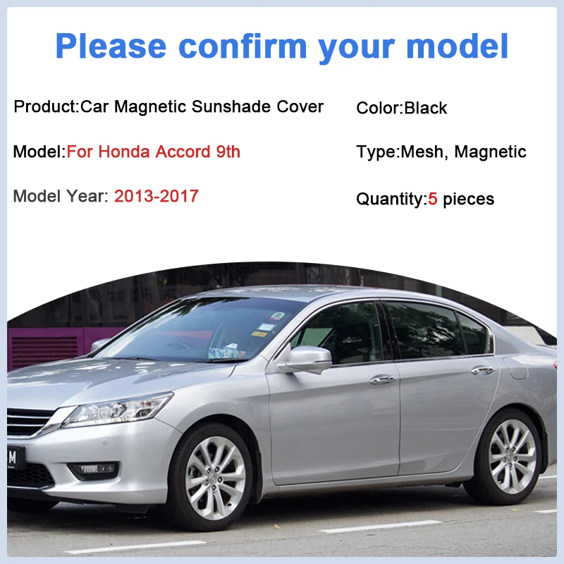 フルカバーカーメッシュバイザー ホンダアコード 9代目 9世代 2013-2017 ウィンドウアンチUV 断熱サンシェード 自動車アクセサリーツール