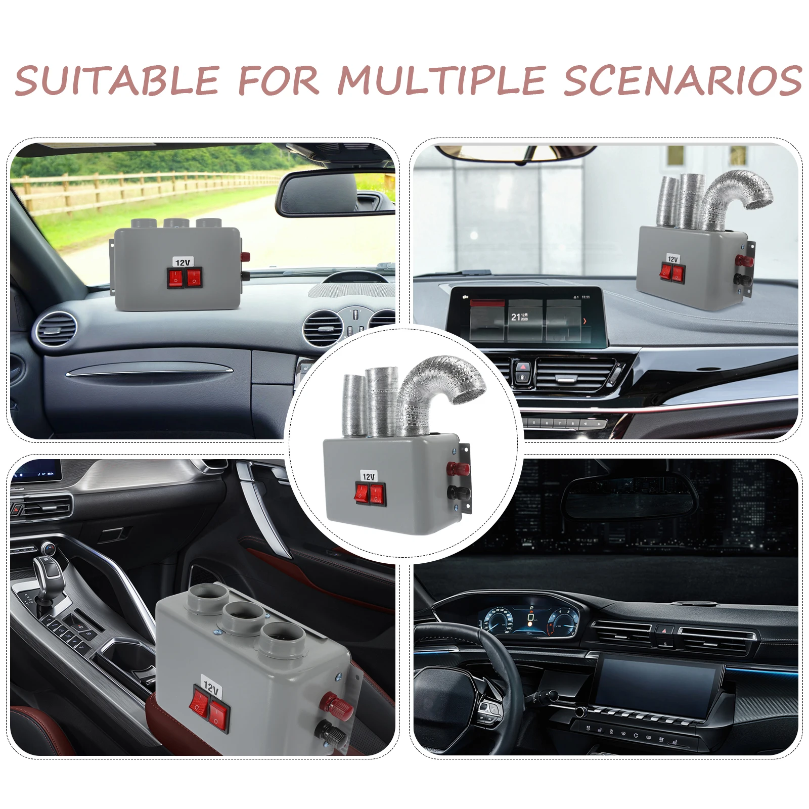 

Portable Car Heater Auto Windshield Demister Defogger Fan 12V DC Mini Size Durable High Grade Material Energy Saving Safe