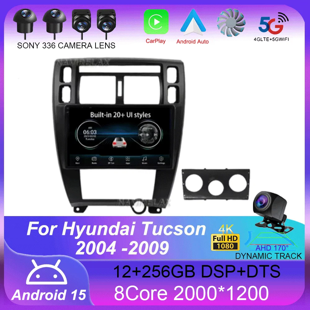

Android 15 For Hyundai Tucson 2004 2005 2006 2007 2008 2009 Car Radio Multimedia Stereo Video Player GPS Navigation Carplay Auto