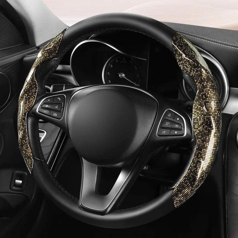 

High-quality PU Leather Snap-on Steering Wheel Covers, Shiny, Light, Thin and Comfortable, Fit The Original Car Steering Wheel