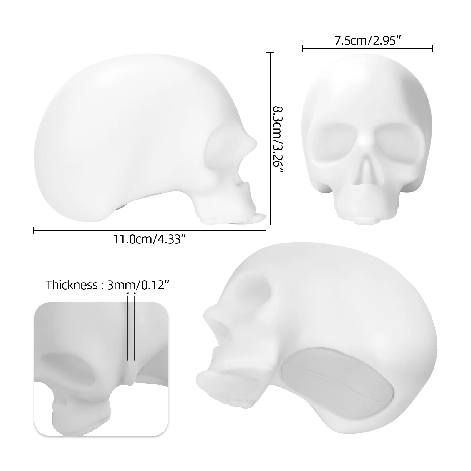 Skull Practice Leather Head 3D Plastic Practise Skin Accessories For Tattoo Artists and Beginners