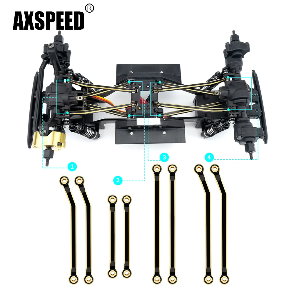 AXSPEED Black Coating Brass Front Rear Upper Lower Linkage Link Rod for Redcat Ascent 1/18 RC Crawler Car Upgrade Parts