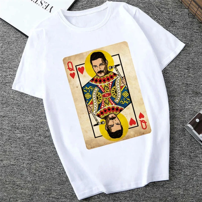 Freddie Mercury Short Sleeve T Shirt The Queen Band Graphic Print  T Shirt Fashion Casual  Crew Neck Plus Size T Shirt Women