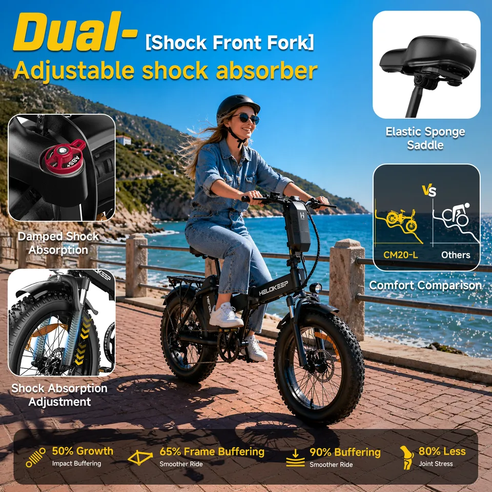 750W Motor Electric Folding bike 20" Fat Tires 48V 25Ah City bike for Adults image 5