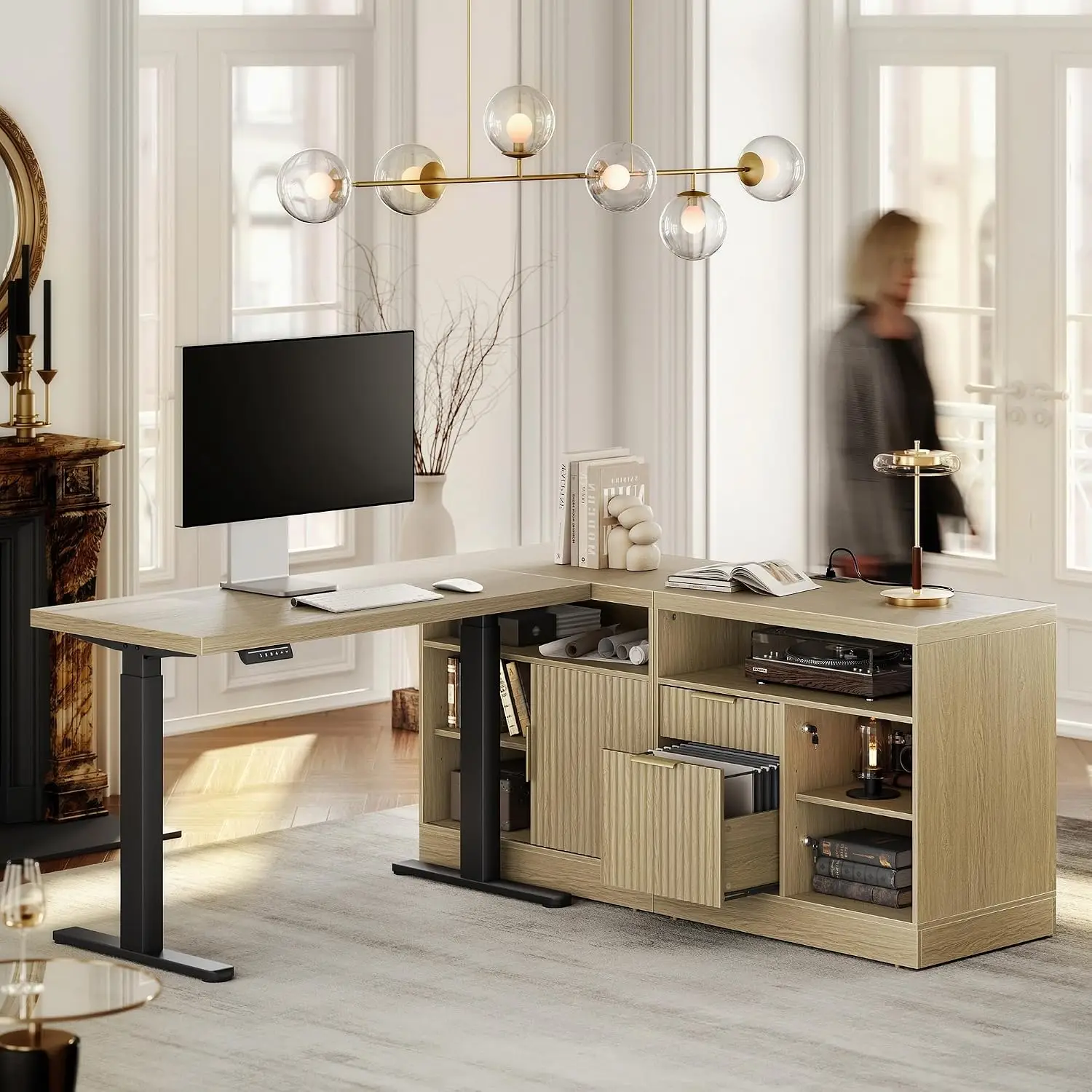 L Shaped Electric Standing Desk 67