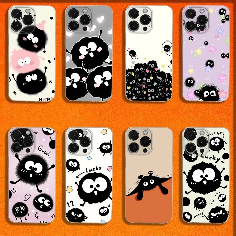 

Lovely Soot Sprites Phone Case For iPhone 16,15,14,13,12,11 Plus,Pro,Max,XR,XS,Plus,SE,Mini Transparent Soft Cover